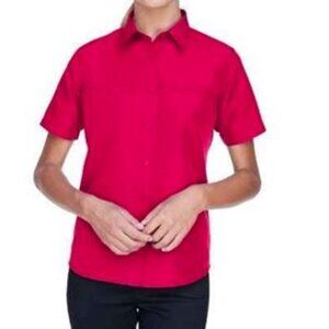 Harriton Women's Short-Sleeve Performance Staff Shirt, Sz XL, Red